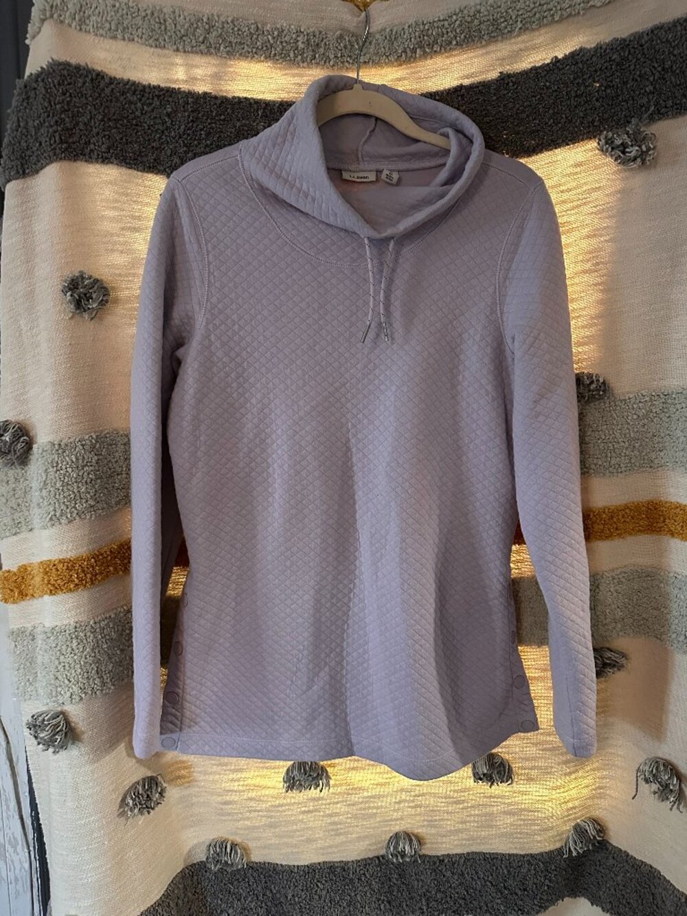 L.L. Bean Women's Quilted Cowl-Neck Pullover Sweater - Size S